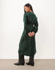 Nobody'S Child Petite Allura Satin Balloon Sleeve Plunge Neck Maxi Dress In Dark Green