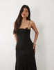 Slip Cami Maxi Dress With Lace Insert In Black