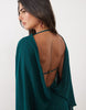Premium Batwing Mini Dress With Ruched Skirt In Teal