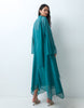 Chiffon Smock Dress With Tie Neck In Teal