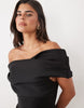 Bardot Maxi Dress With Split In Black Scuba-Style Fabric