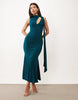 Sculpting Maxi Dress With Scarf Detail In Teal