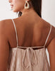 Zigzag Plisse Tiered Trapeze Maxi Dress In Champagne