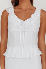 Arrabel Ruffle Trim Bust Tie Maxi Dress White