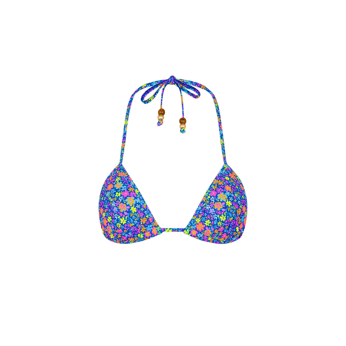 Padded Bind Triangle Bikini Top - Electric Bloom