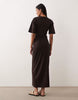 Side Ruched Tshirt Midi Dress Chocolate