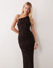 Mango Tie Shoulder Sleeveless Midi Dress In Brown