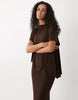 Modal Short Sleeve With Cape Layer Maxi Dress In Brown