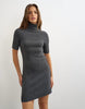 Topshop Knitted Funnel Neck Yoke Detail Mini Dress In Charcoal