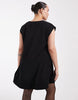 Curve Relaxed V Neck Mini Dress With Dropped Waist In Cord In Black