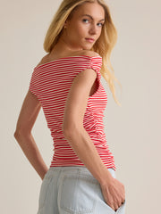Charla Stripe Boat Neck Top