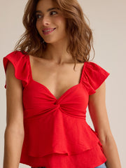 Cressida Flutter Sleeve Babydoll Top