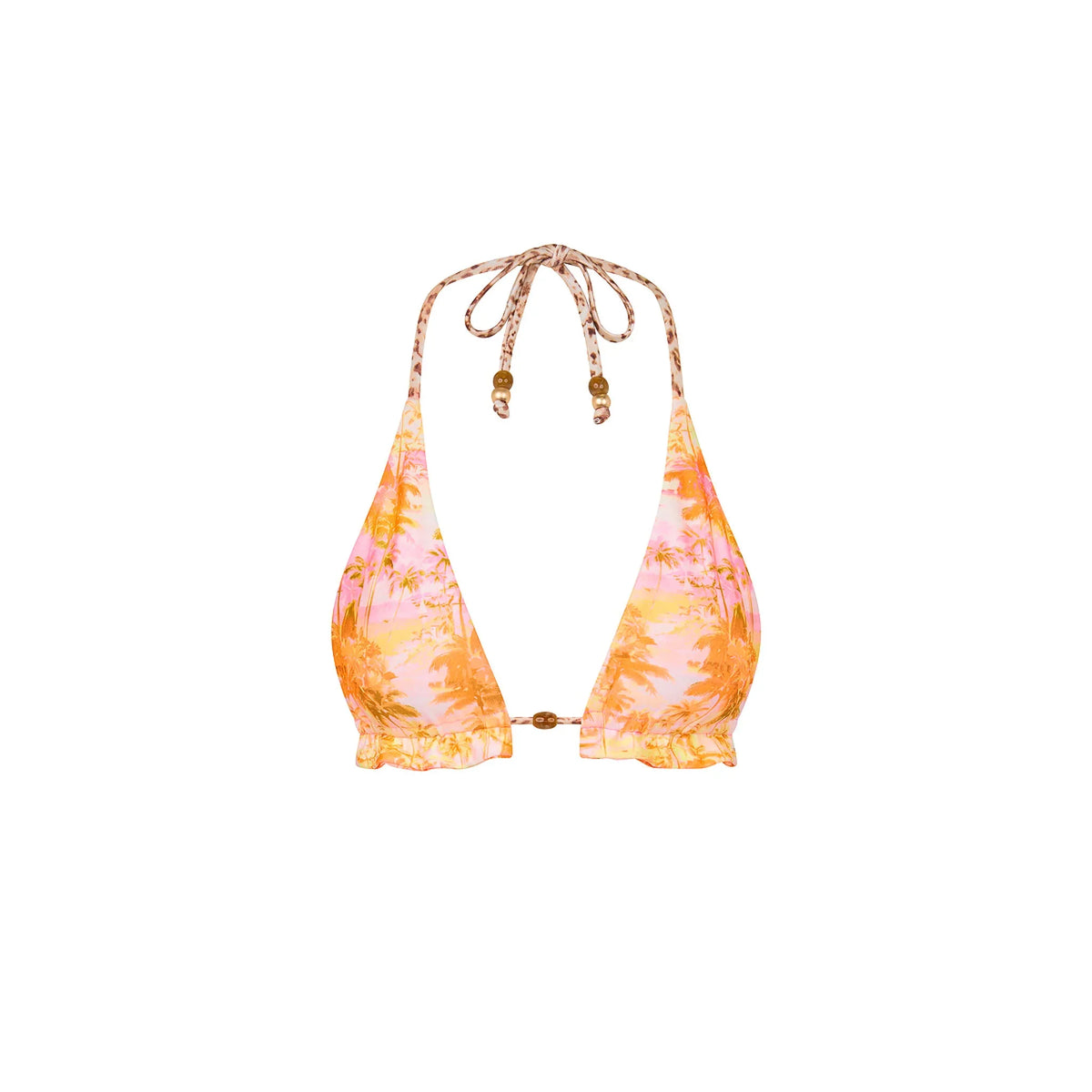Frill Halter Bralette Bikini Top - Wild Skies