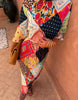Never Fully Dressed Mabel Plisse Three Quarter Length Sleeve Satin Midi Dress In Patchwork Print