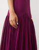 Lace & Beads Chiffon High Neck Sleeveless Drop Pleat Waist Maxi Dress In Fig