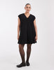 Curve Relaxed V Neck Mini Dress With Dropped Waist In Cord In Black