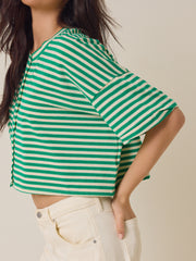 Keaton Button-Up Stripe Top