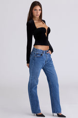 black velvet deep plunge corset top