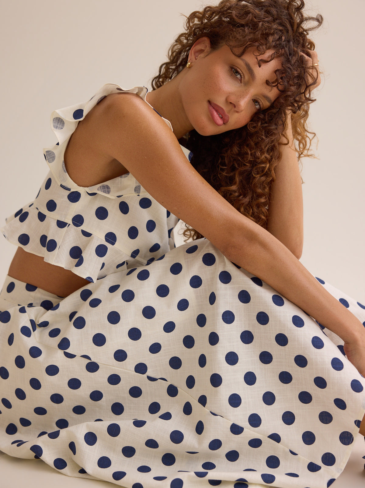 Billie Polka Dot Linen Top