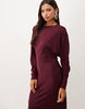 Batwing Maxi Dress With Cowl Back In Burgundy