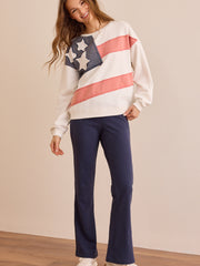 USA Flag Applique Pullover