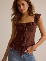 Jianna Ruffle Tie Front Top