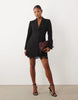 Forever New Petite V Neck Tailored Blazer Lace Detail Mini Dress In Black
