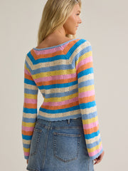 Kaiya Striped Open Weave Sweater