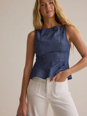 Effie Polka Dot Pleated Tank