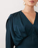 Tfnc Plus Satin Plunge Neck Kimono Sleeve Maxi Dress In Navy