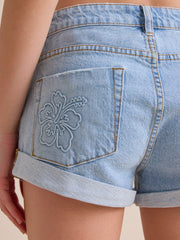 Lani Hibiscus Denim Short