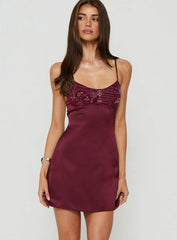 Coralinna Sequin Bust Low Back Mini Dress Cherry
