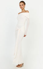 Waverly Maxi Dress - Long Sleeve Off Shoulder Dress in Cream