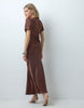 Reclaimed Vintage Satin Maxi Tea Dress With Lace Trim In Brown