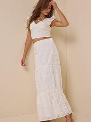 Nalia Eyelet Flutter Sleeve Top