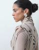 Funnel Neck Placement Print Midi Dress