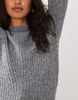 Aware High Neck Long Sleeve Knitted Mini Dress In Medium Grey Melange