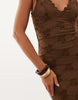 Pretty Lavish Lace V Neck Asymmetric Hem Maxi Dress In Chocolate
