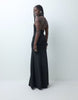 Mandarin Sleeveless Maxi Dress With Embellished Clasp In Black