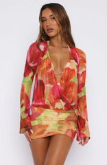 New Rules Long Sleeve Mini Dress Tropical Bloom