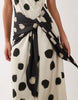 One Shoulder Polka Dot Maxi Dress In Beige