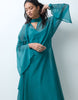 Chiffon Smock Dress With Tie Neck In Teal