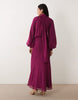 High Neck Drape Chiffon Maxi Dress With Neck Tie In Purple