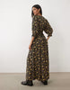 Miss Selfridge Spun Maxi Tea Dress With Lace Trim In Dark Floral
