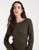 Vero Moda Long Sleeve Boat Neck Knitted Mini Dress In Dark Green