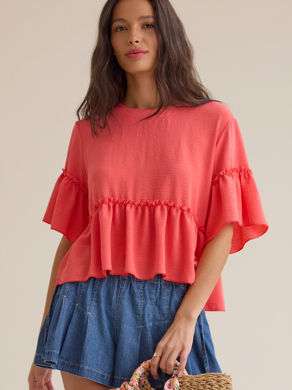 Jackie Ruffle Sleeve Top