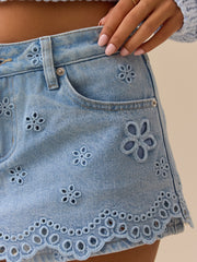 Daniella Eyelet Denim Mini Skirt
