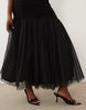 Lace & Beads Tulle Fishtail Maxi Dress In Black