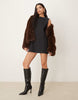 Denim Seamed Shift Dress In Washed Black