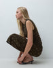 Mango Plisse Sleeveless Midi Dress In Brown Floral Print